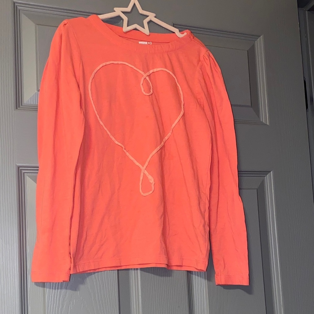 Crazy 8 Coral Long Sleeve Heart Tee Valentines Day size L